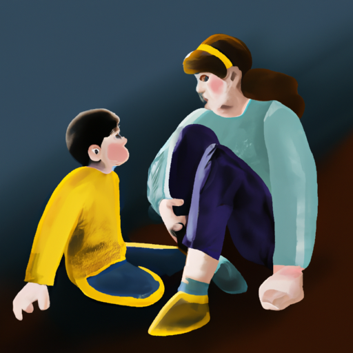 הורה וילד יושבים יחד, מנהלים שיחה רצינית על חוויות הילד